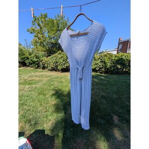 Caution To The Wind Knit Jumpsuit Women's V-Neck Tie Waist